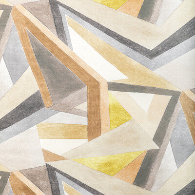 LEE JOFA MODERN GWF-3772.640.0 ROULADE PRINT CITRON/STONE Fabric - Eade's Wallpaper