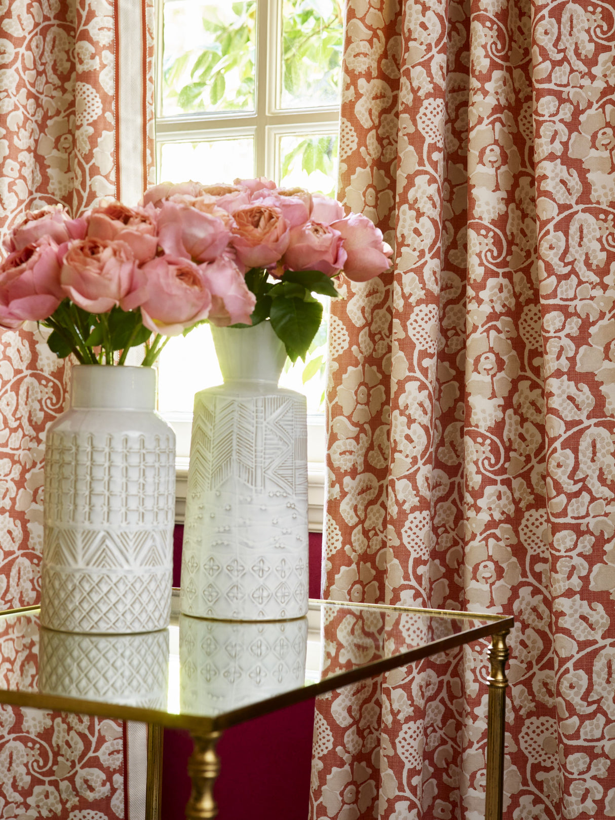 Scalamandre GW 000116629 TERRACOTTA MAIDEN FLORAL Fabric - Eade's Wallpaper