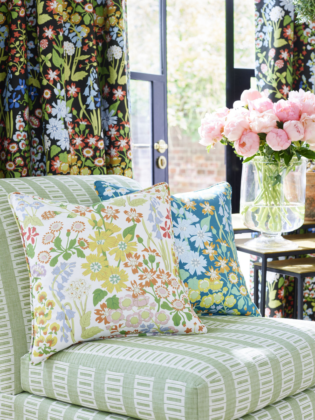 Scalamandre GW 000216630 EMERALD MULTI NYMPH FLORAL Fabric - Eade's Wallpaper