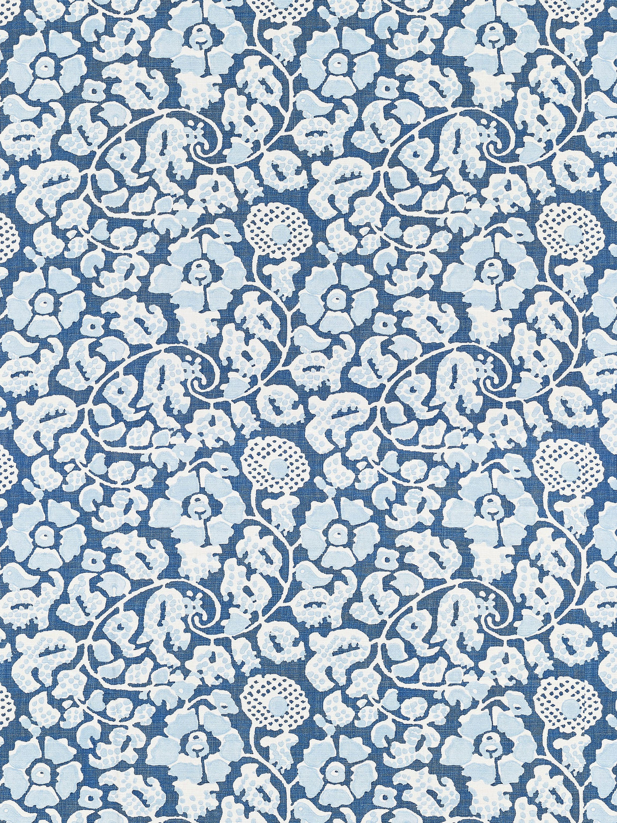 Scalamandre GW 000316629 DENIM MAIDEN FLORAL Fabric - Eade's Wallpaper