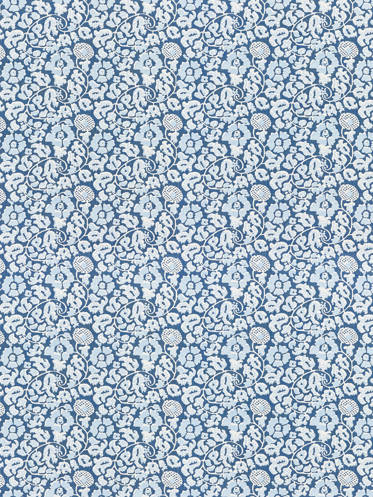Scalamandre GW 000316629 DENIM MAIDEN FLORAL Fabric - Eade's Wallpaper