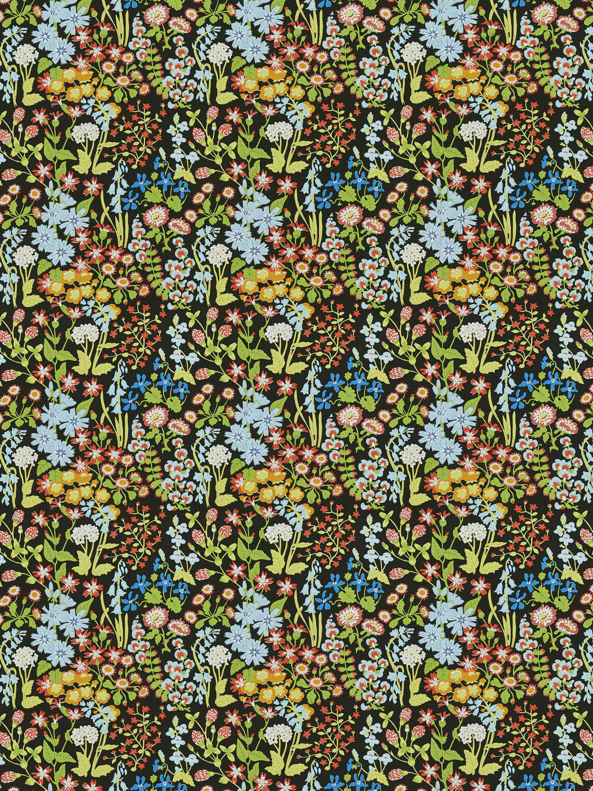 Scalamandre GW 000316630 BLACK MULTI NYMPH FLORAL Fabric - Eade's Wallpaper