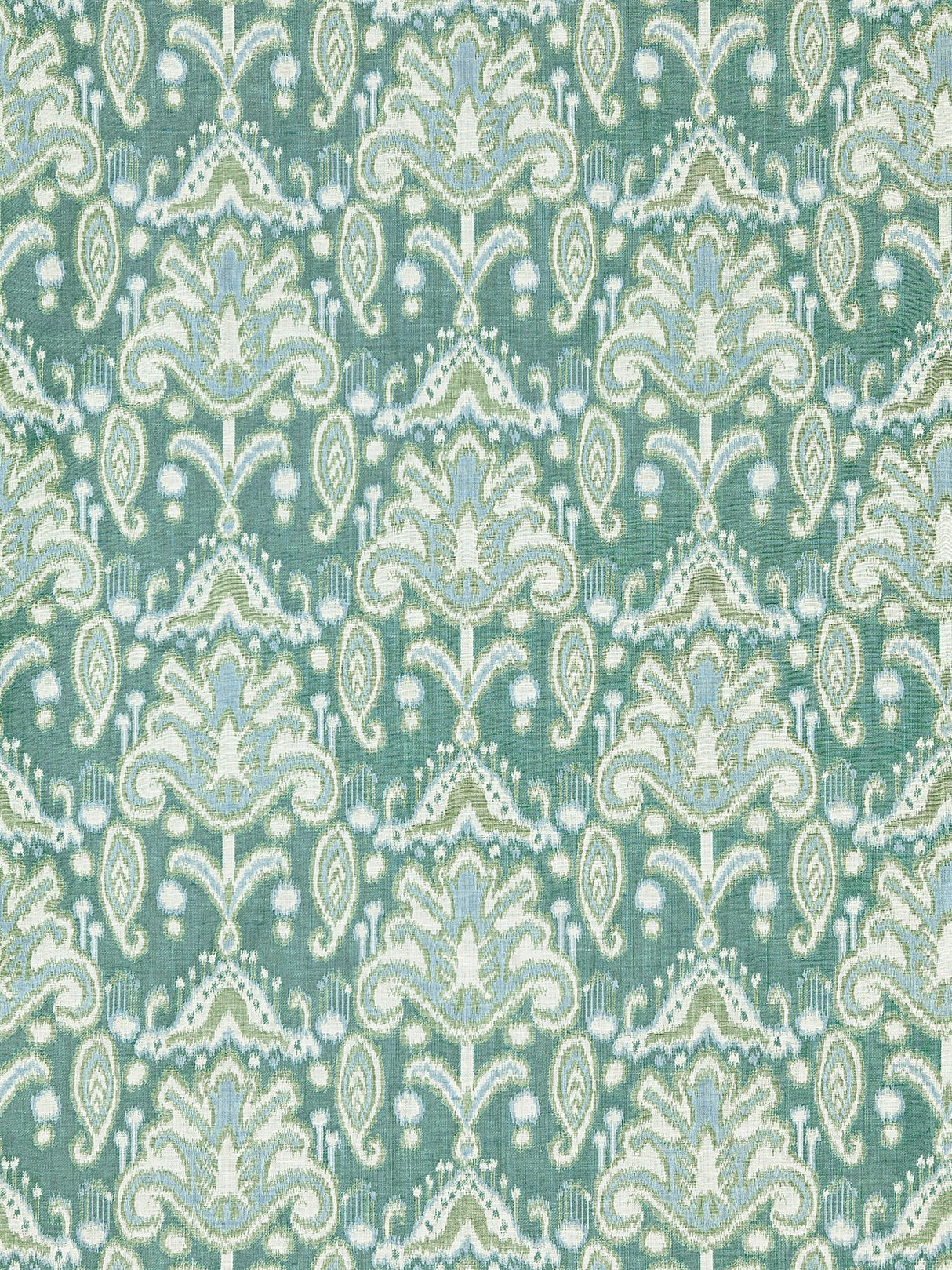 Scalamandre GW 000327210 TURQUOISE KANDIRA IKAT Fabric - Eade's Wallpaper