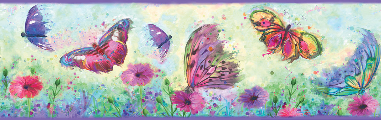Chesapeake HAS01001B Ava Purple Butterfly Swoosh Border