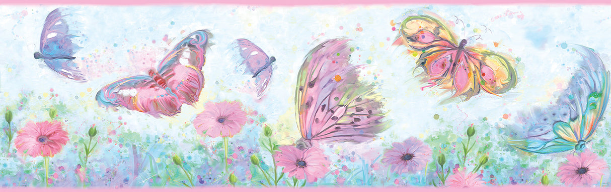 Chesapeake HAS01002B Ava Pink Butterfly Swoosh Border