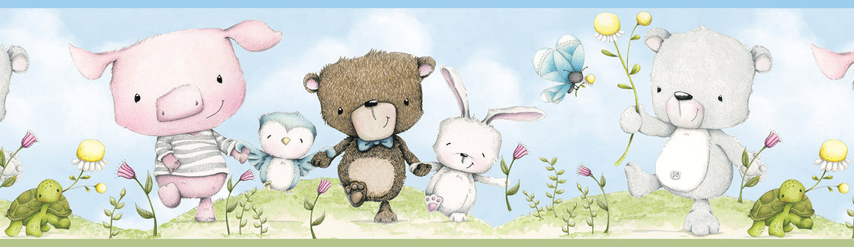 Chesapeake HAS01091B Brenden Blue Animal Parade Border