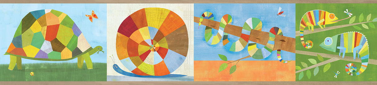 Chesapeake HAS01101B Raffi Multicolor Rainbow Snail And Pals Border