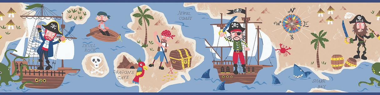 Chesapeake HAS01161B Raegan Navy Pirates Ahoy Border