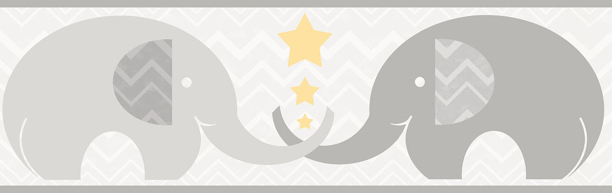 Chesapeake HAS01171B Tobi Grey Elephant Love Border