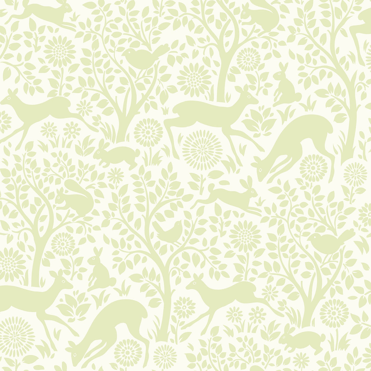 Chesapeake HAS01235 Anahi Light Green Forest Fauna Wallpaper