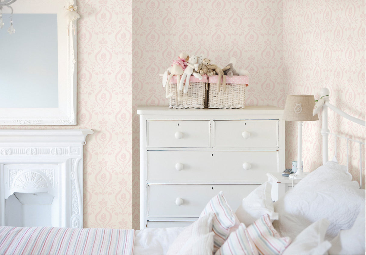 Chesapeake HAS01253 Eloise Light Pink Damask Wallpaper