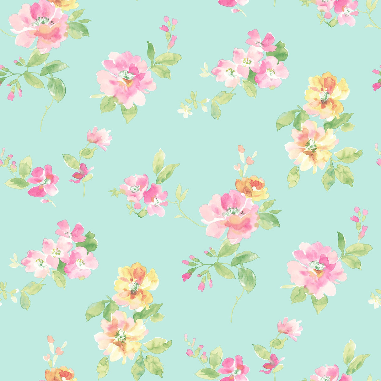 Chesapeake HAS54595 Captiva Aqua Floral Toss Wallpaper