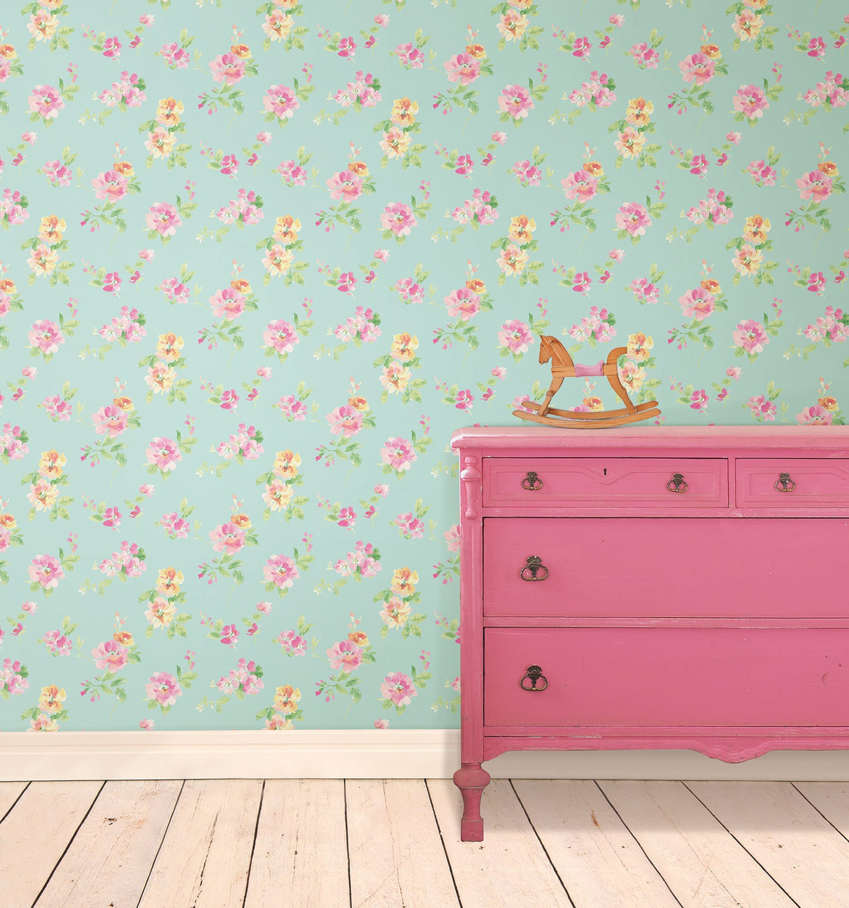 Chesapeake HAS54595 Captiva Aqua Floral Toss Wallpaper