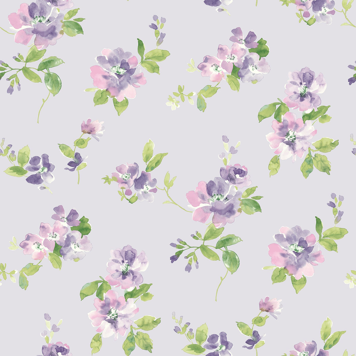 Chesapeake HAS54596 Captiva Lavender Floral Toss Wallpaper