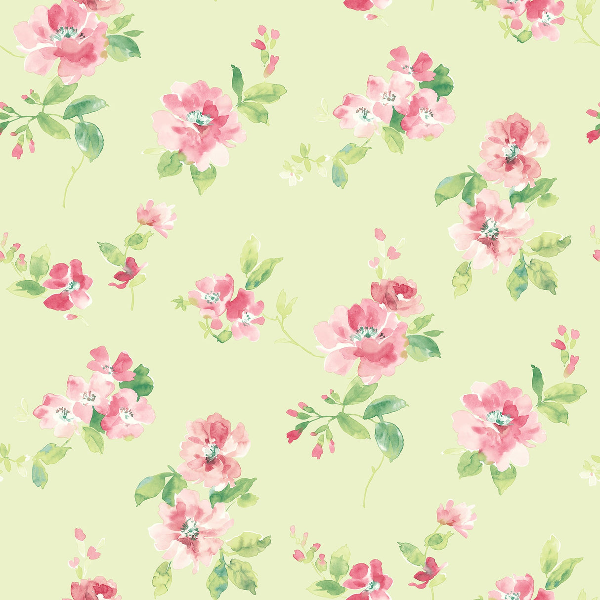 Chesapeake HAS54597 Captiva Mint Floral Toss Wallpaper