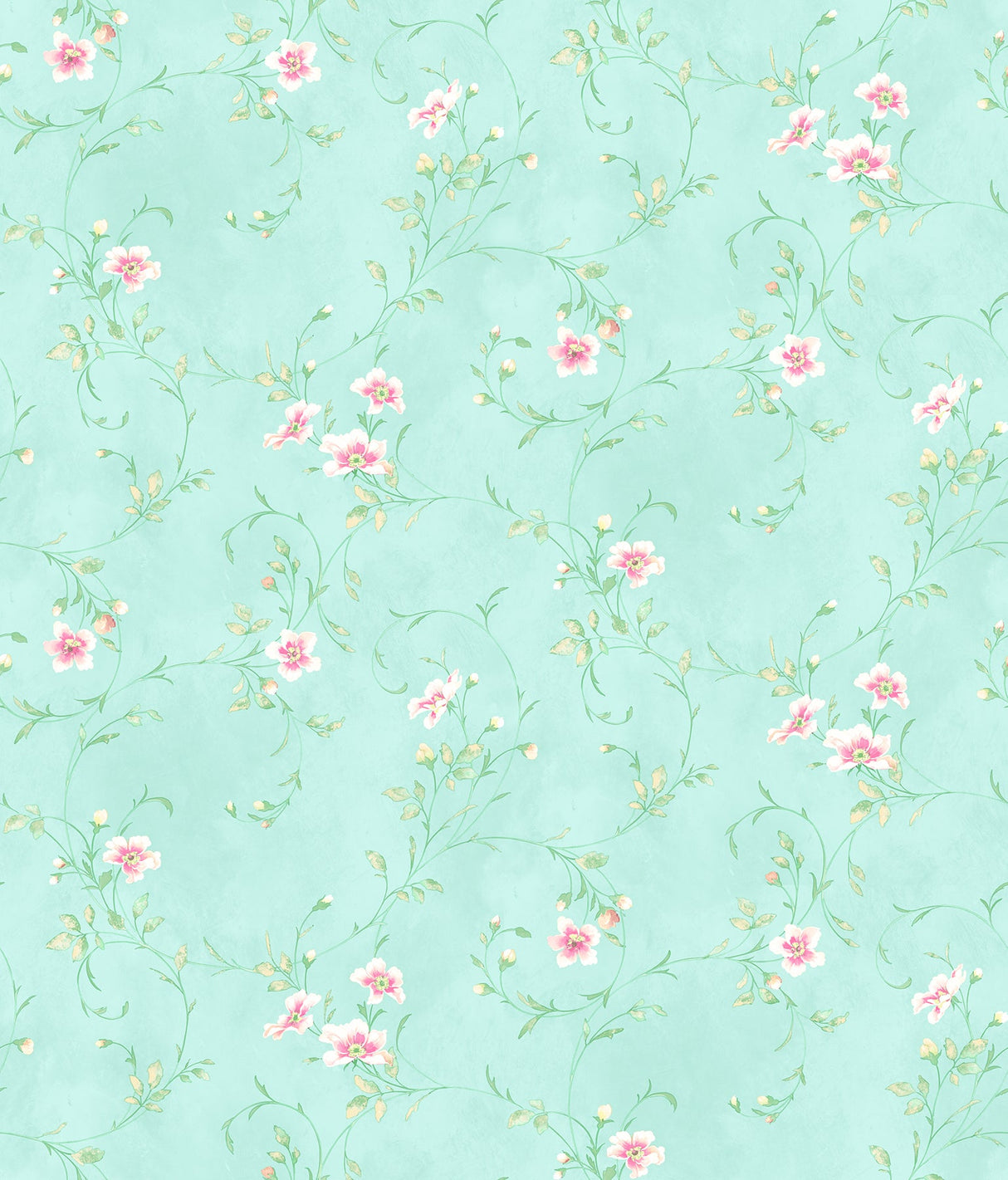 Chesapeake HAS54635 Capri Aqua Floral Scroll Wallpaper