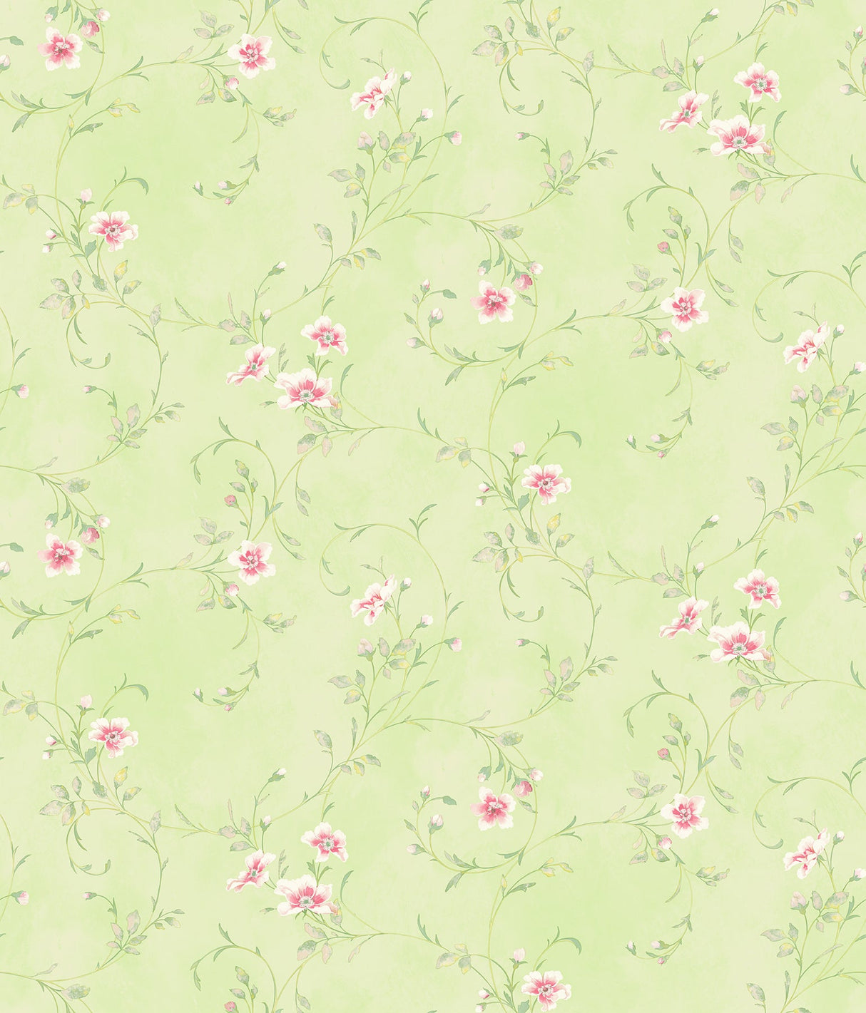 Chesapeake HAS54637 Capri Mint Floral Scroll Wallpaper