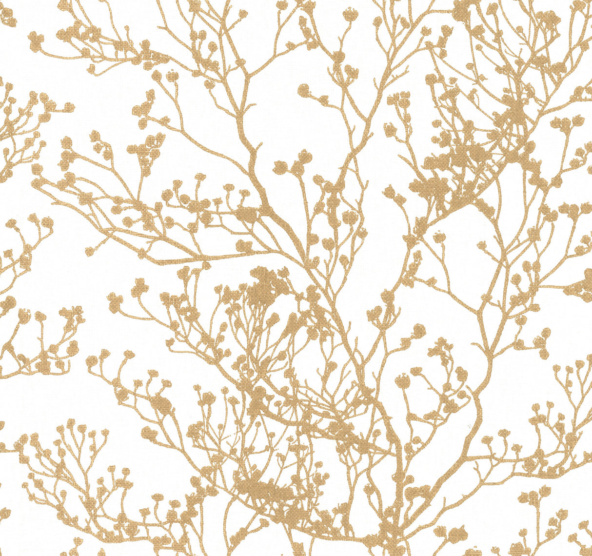 York HC7516 Budding Branch Silhouette White & Gold Wallpaper