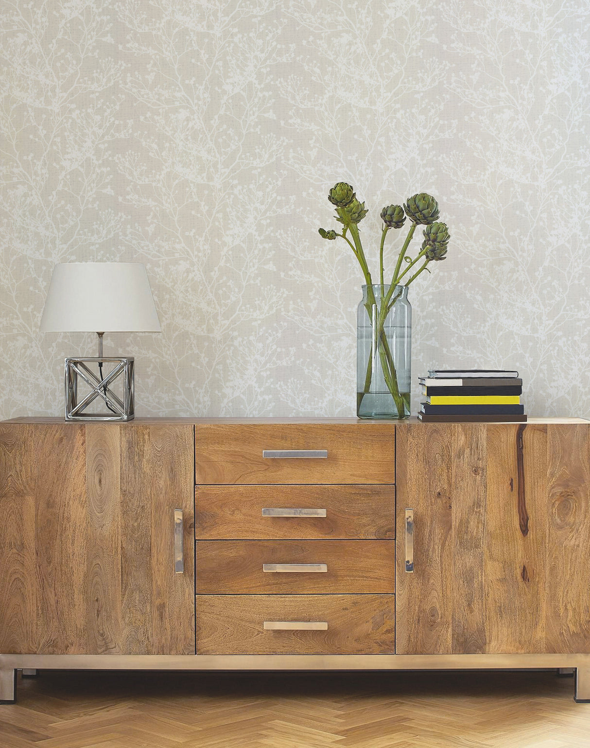 York HC7517 Budding Branch Silhouette Beige Wallpaper