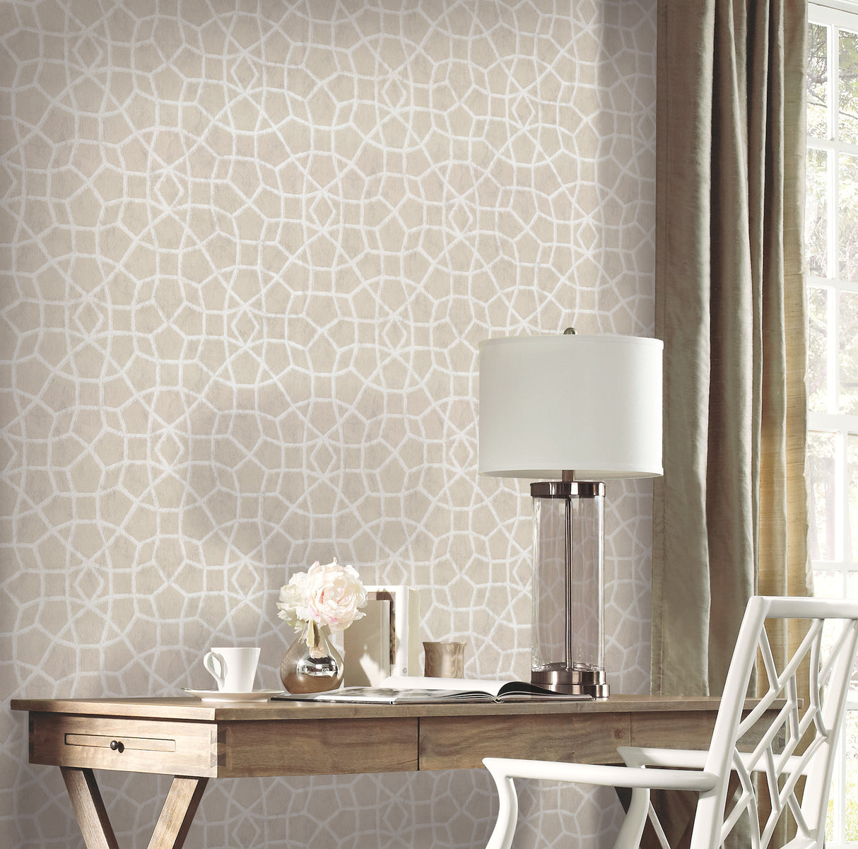York HC7525 Sculptural Web Beige Wallpaper