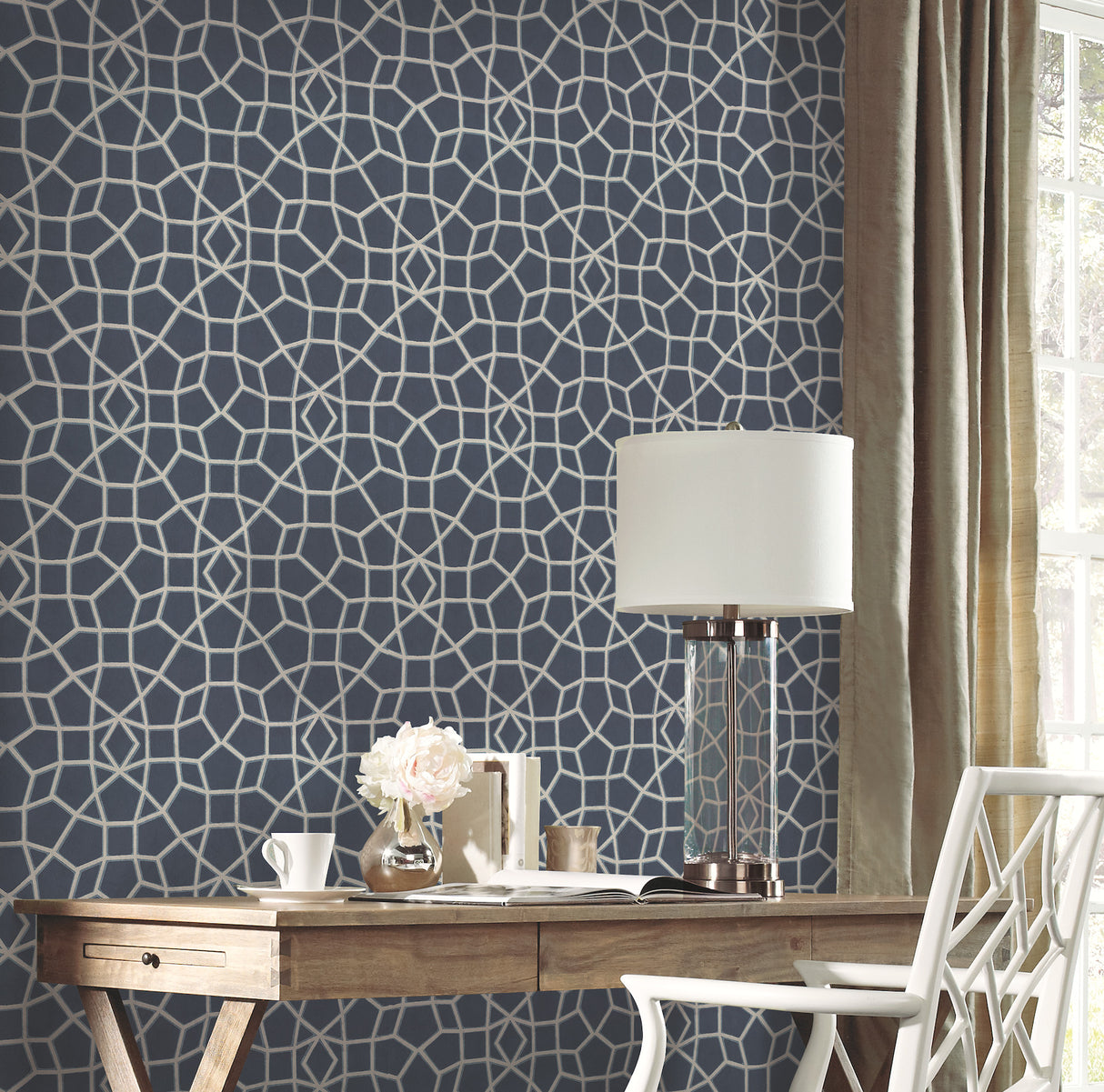 York HC7528 Sculptural Web Blue Wallpaper