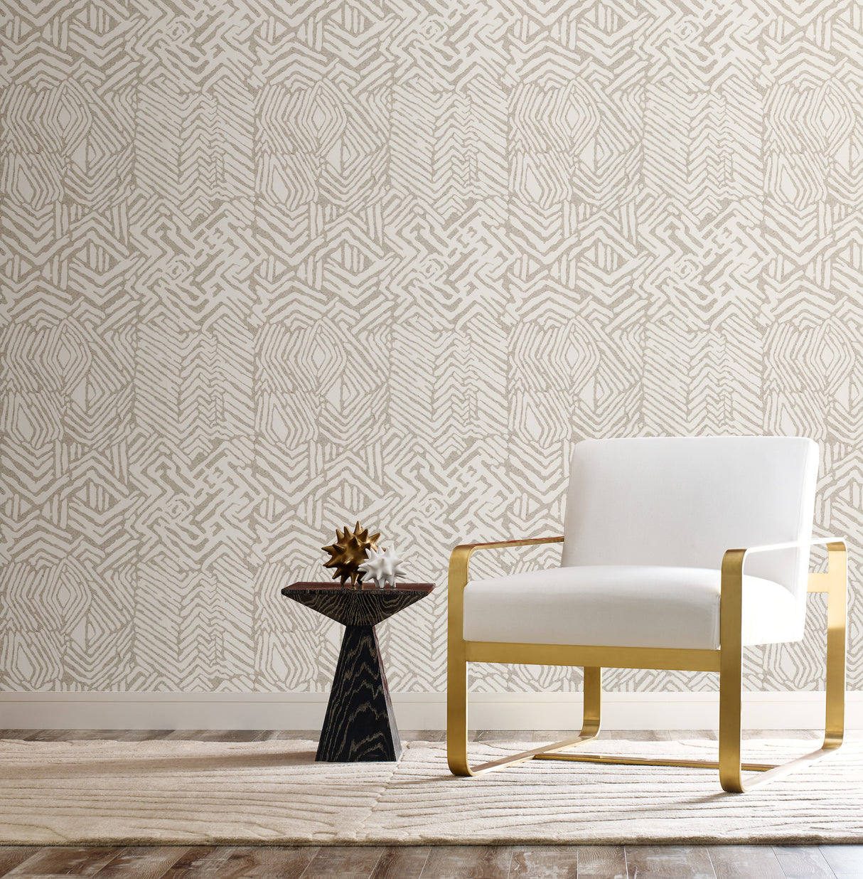 York HC7548 Tribal Print Tan Wallpaper
