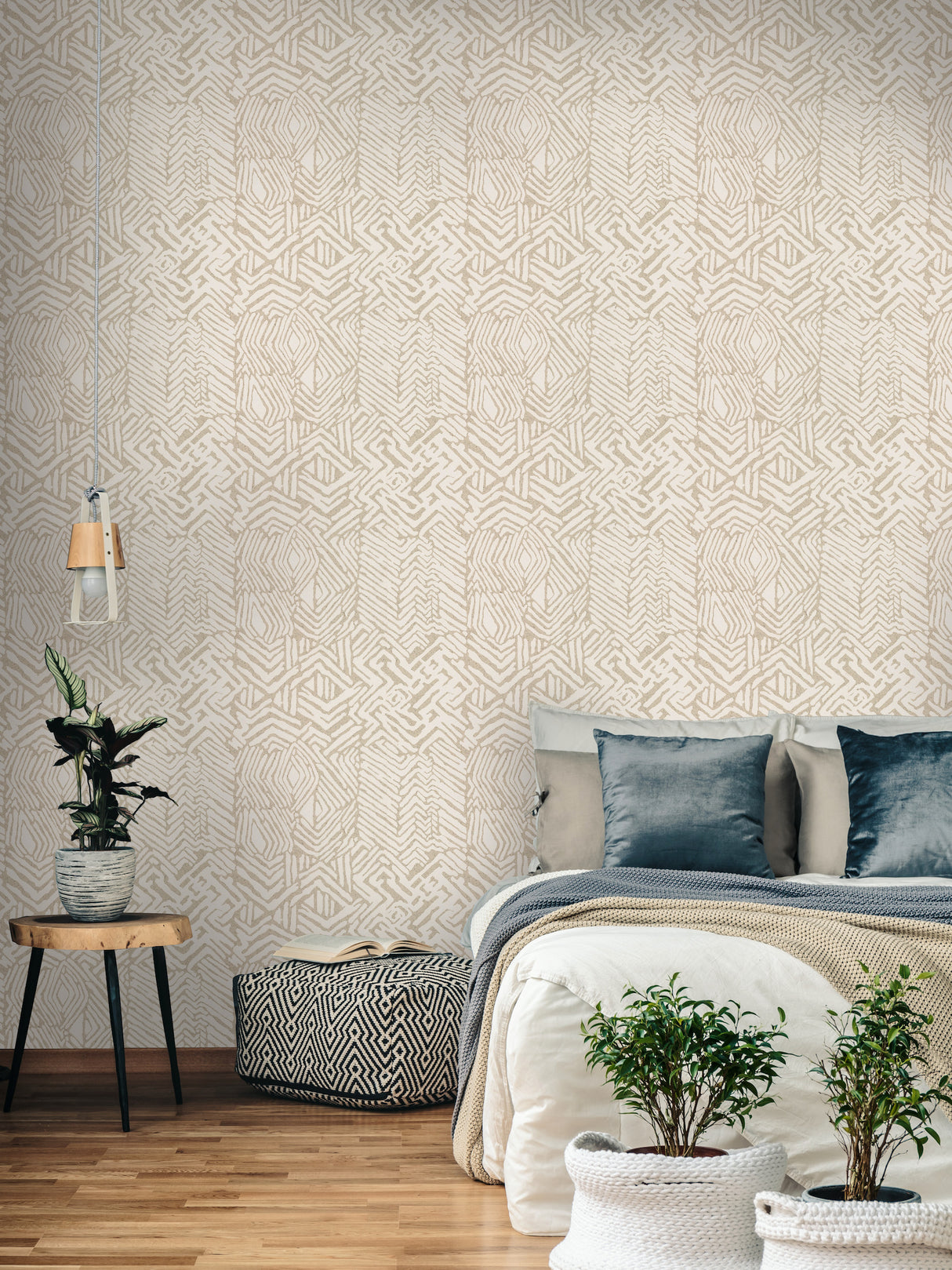 York HC7548 Tribal Print Tan Wallpaper