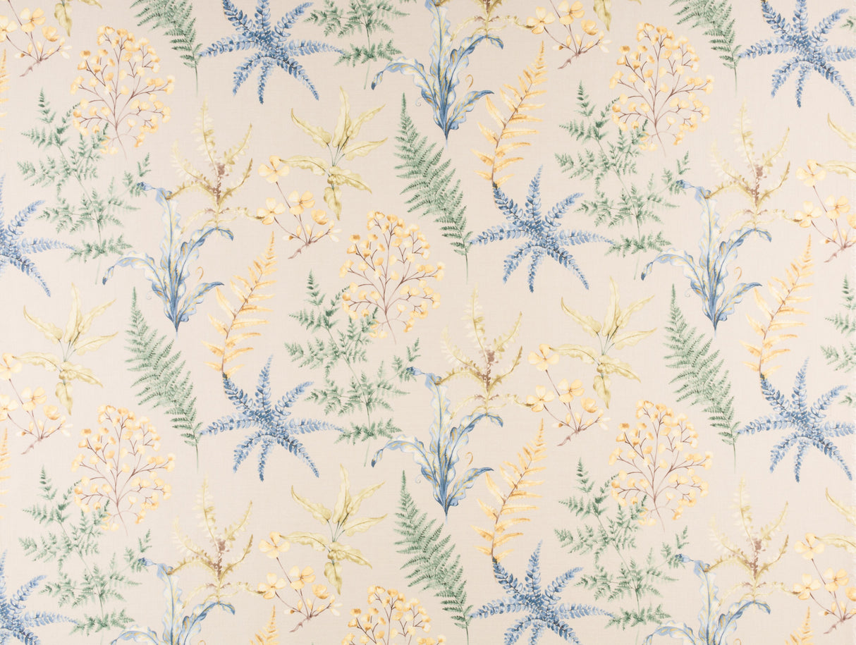 Scalamandre HH 00033803 KHAKI BLUE WETHERSFIELD FERN Fabric - Eade's Wallpaper