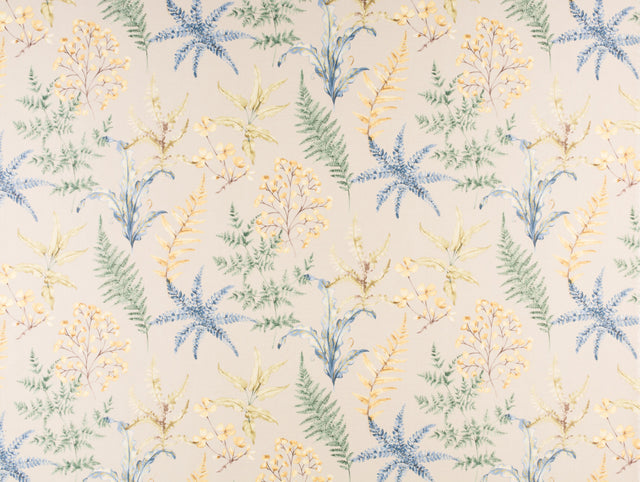 Scalamandre HH 00033803 KHAKI BLUE WETHERSFIELD FERN Fabric - Eade's Wallpaper