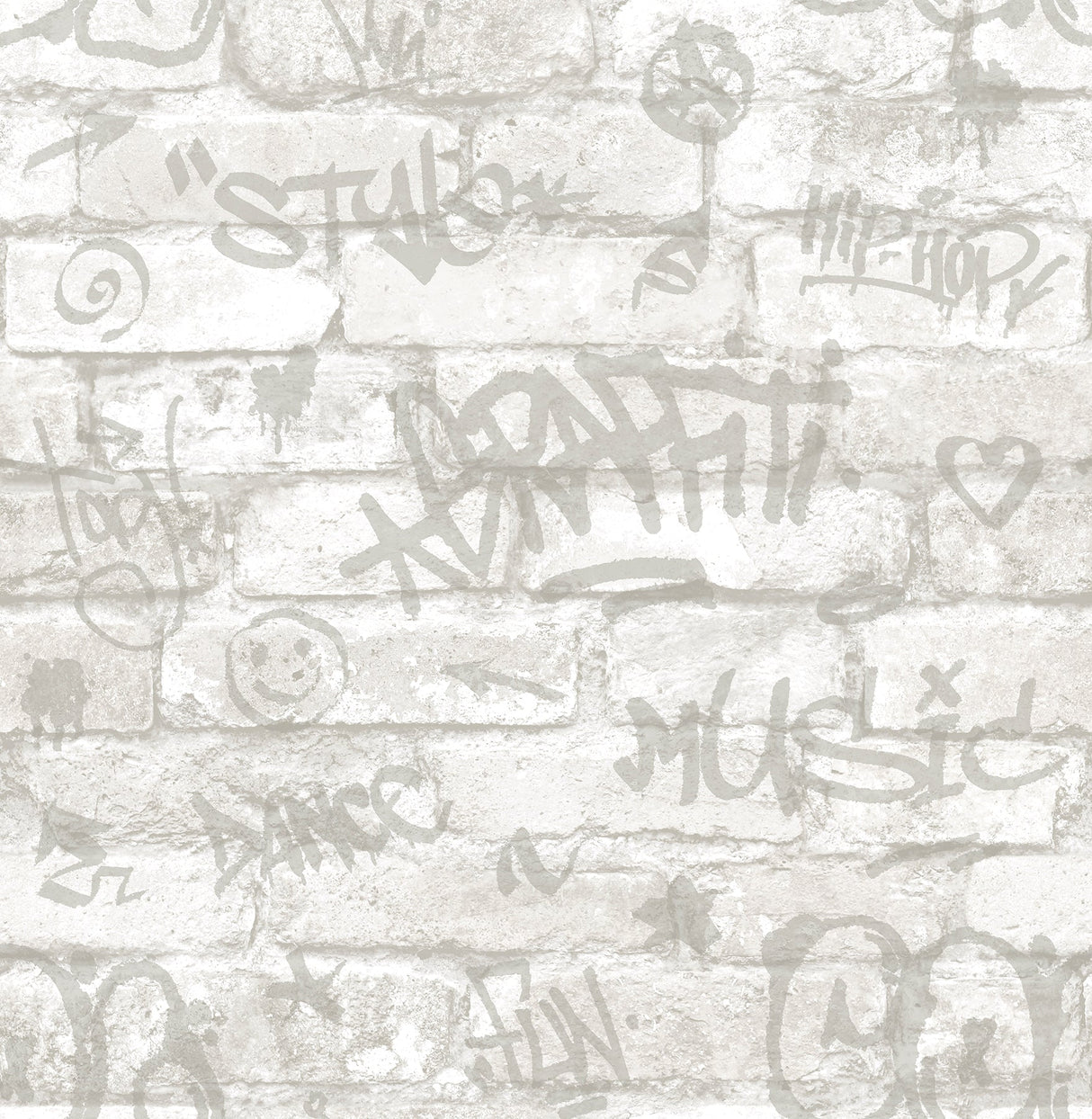 Brewster HN002601 Rodney White Tagged Brick Wallpaper