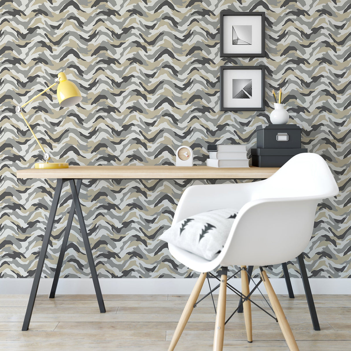 Brewster HN002610 Stealth Grey Camo Wave Wallpaper
