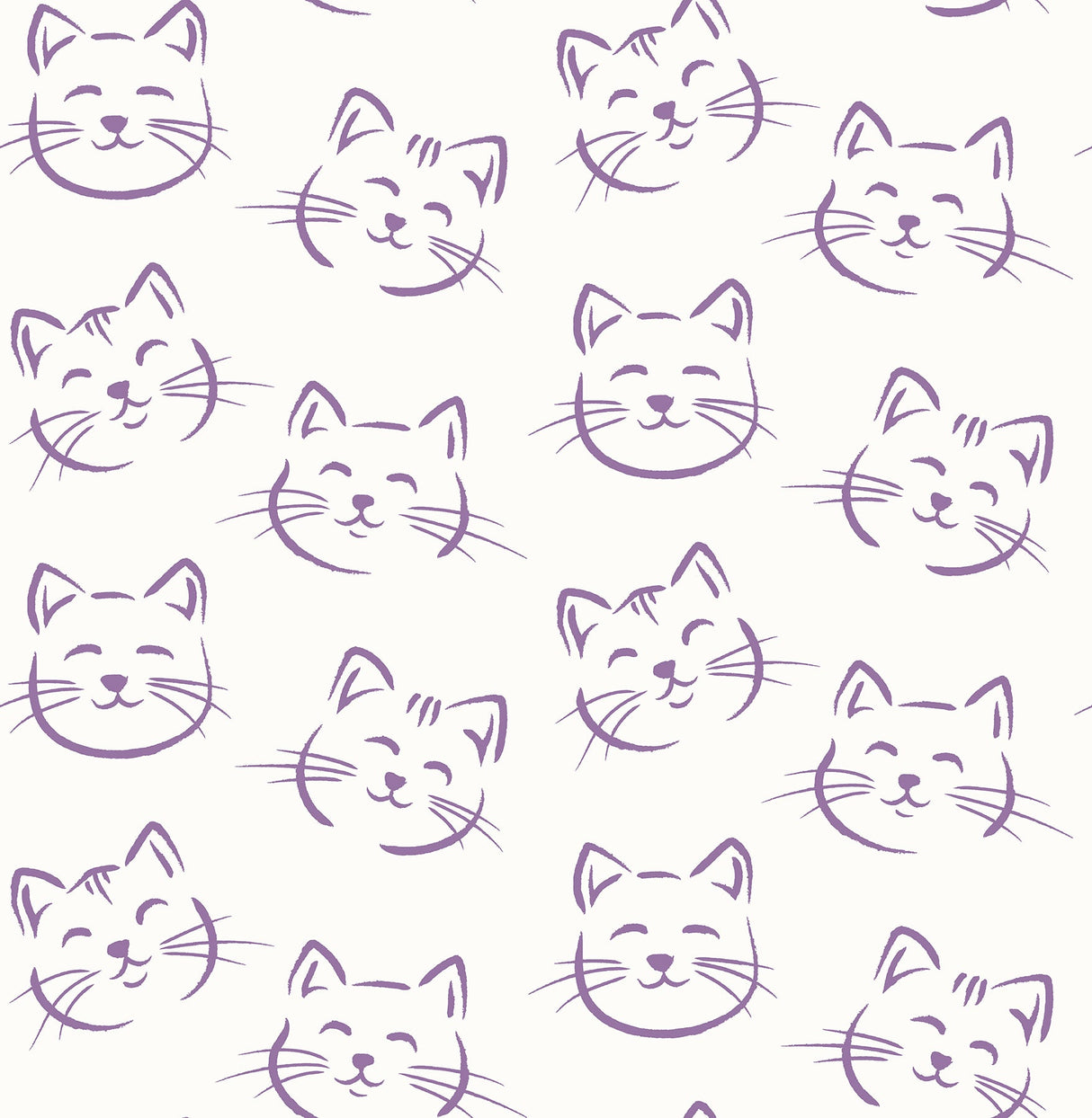 Brewster HN002616 Purr Purple Cat Wallpaper