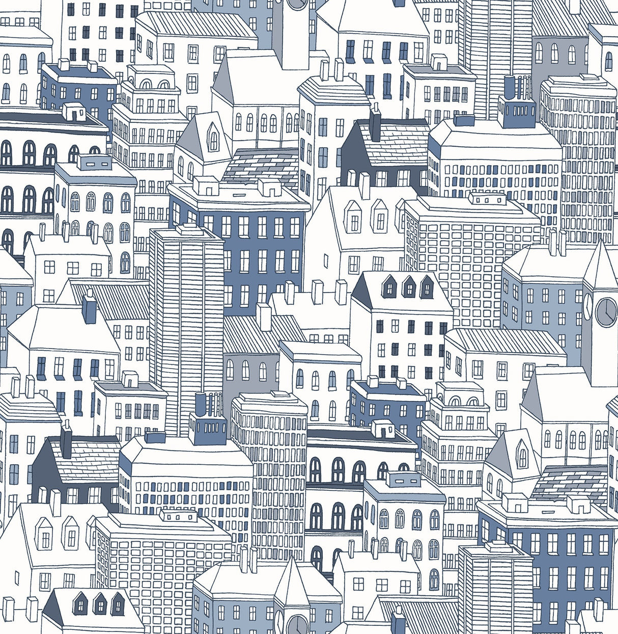 Brewster HN002632 West Blue City Wallpaper