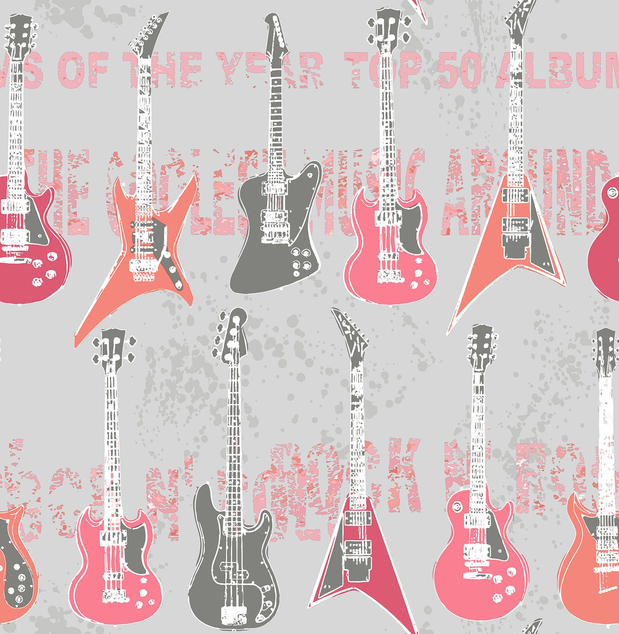 Brewster HN002636 Richards Pink Rock Star Guitar Stripe Wallpaper