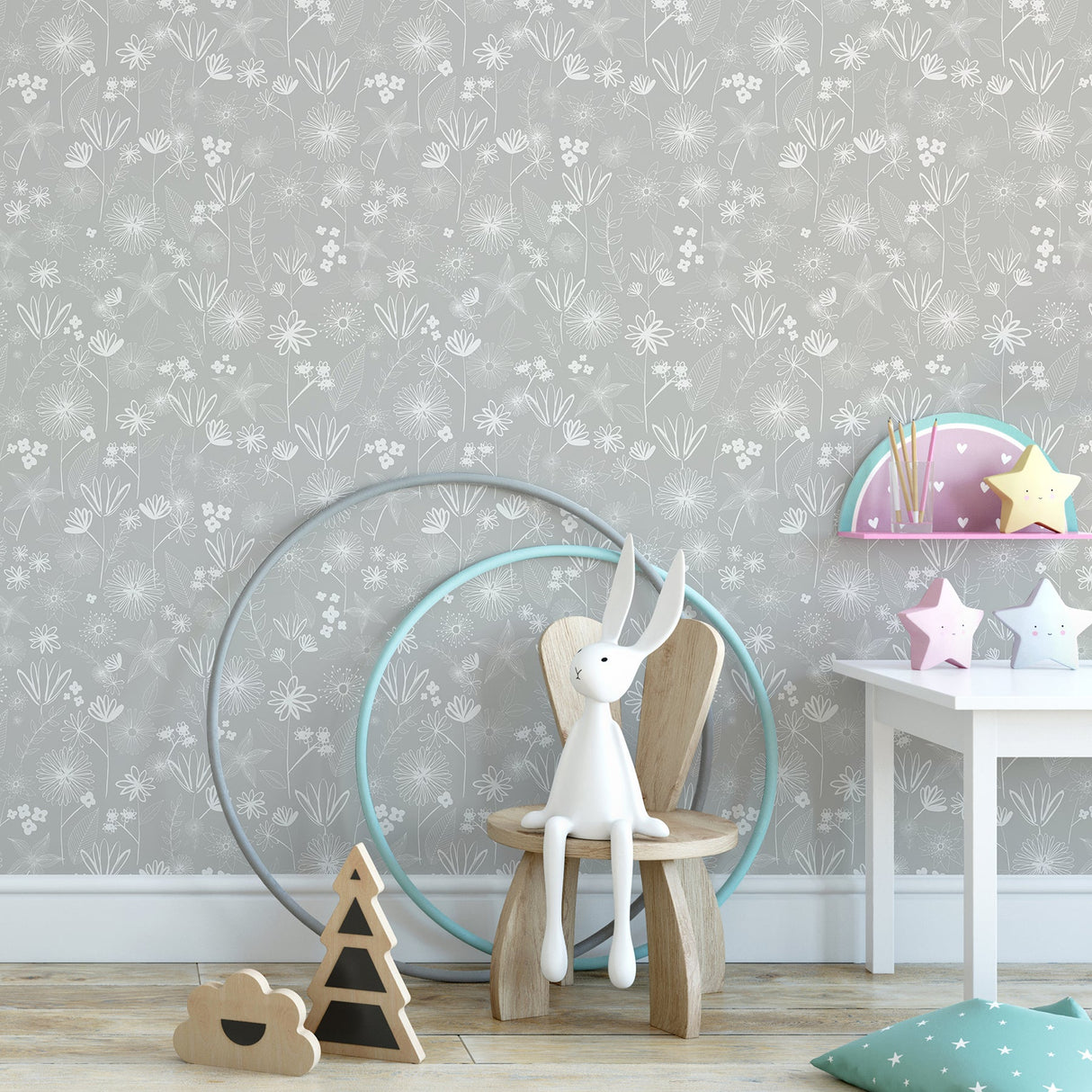 Brewster HN002645 Mariska Grey Meadow Wallpaper