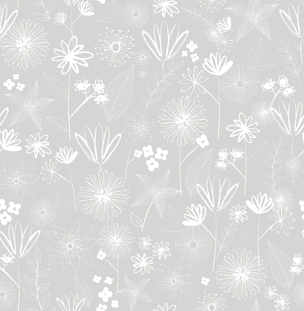 Brewster HN002645 Mariska Grey Meadow Wallpaper