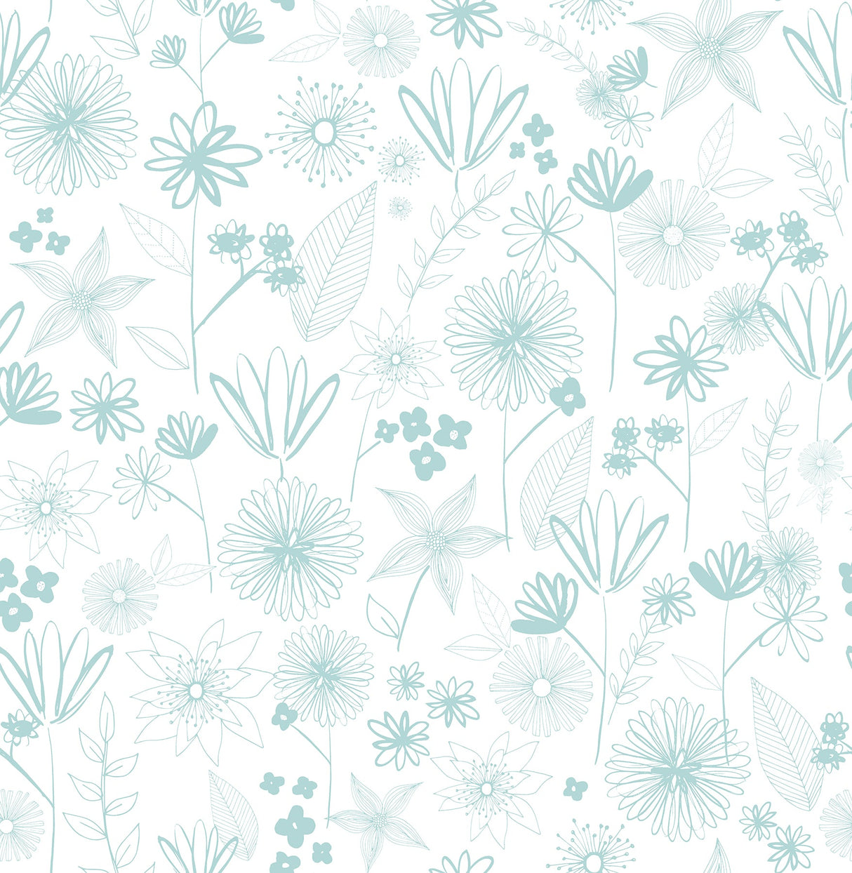Brewster HN002646 Mariska Turquoise Meadow Wallpaper