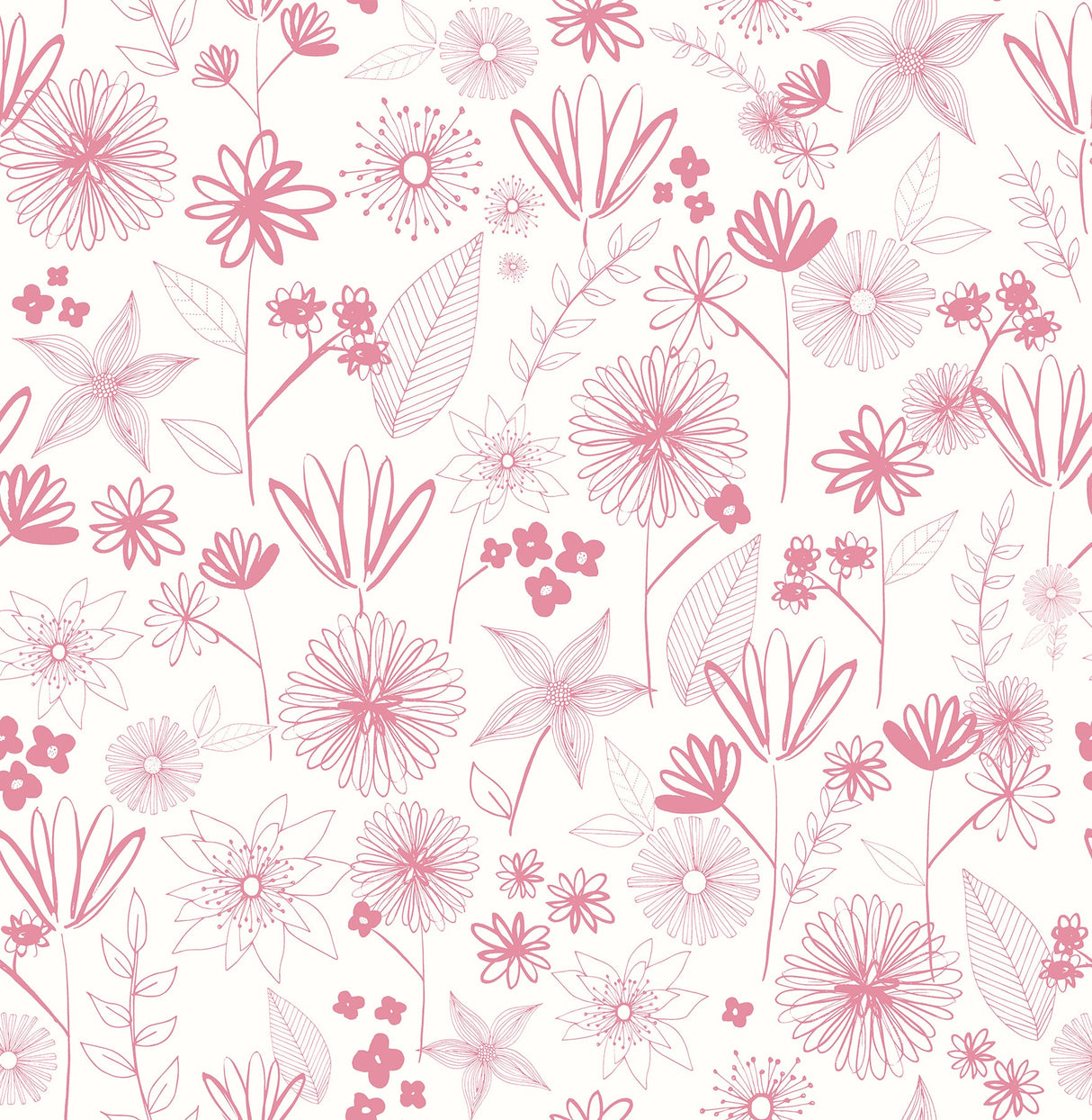 Brewster HN002647 Mariska Pink Meadow Wallpaper
