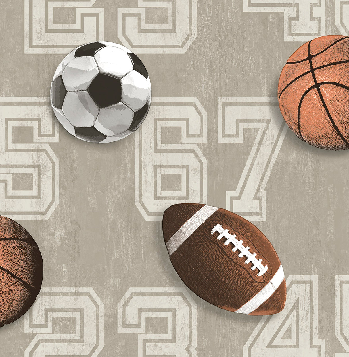 Brewster HN002648 Earvin Taupe Varsity Wallpaper