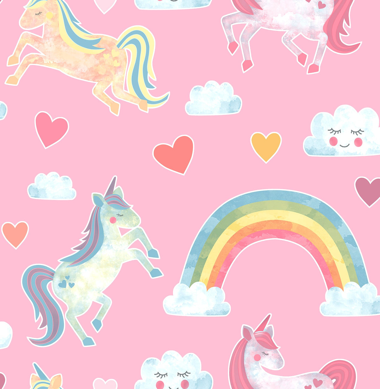 Brewster HN002656 Elora Pink Unicorn Wonderland Wallpaper