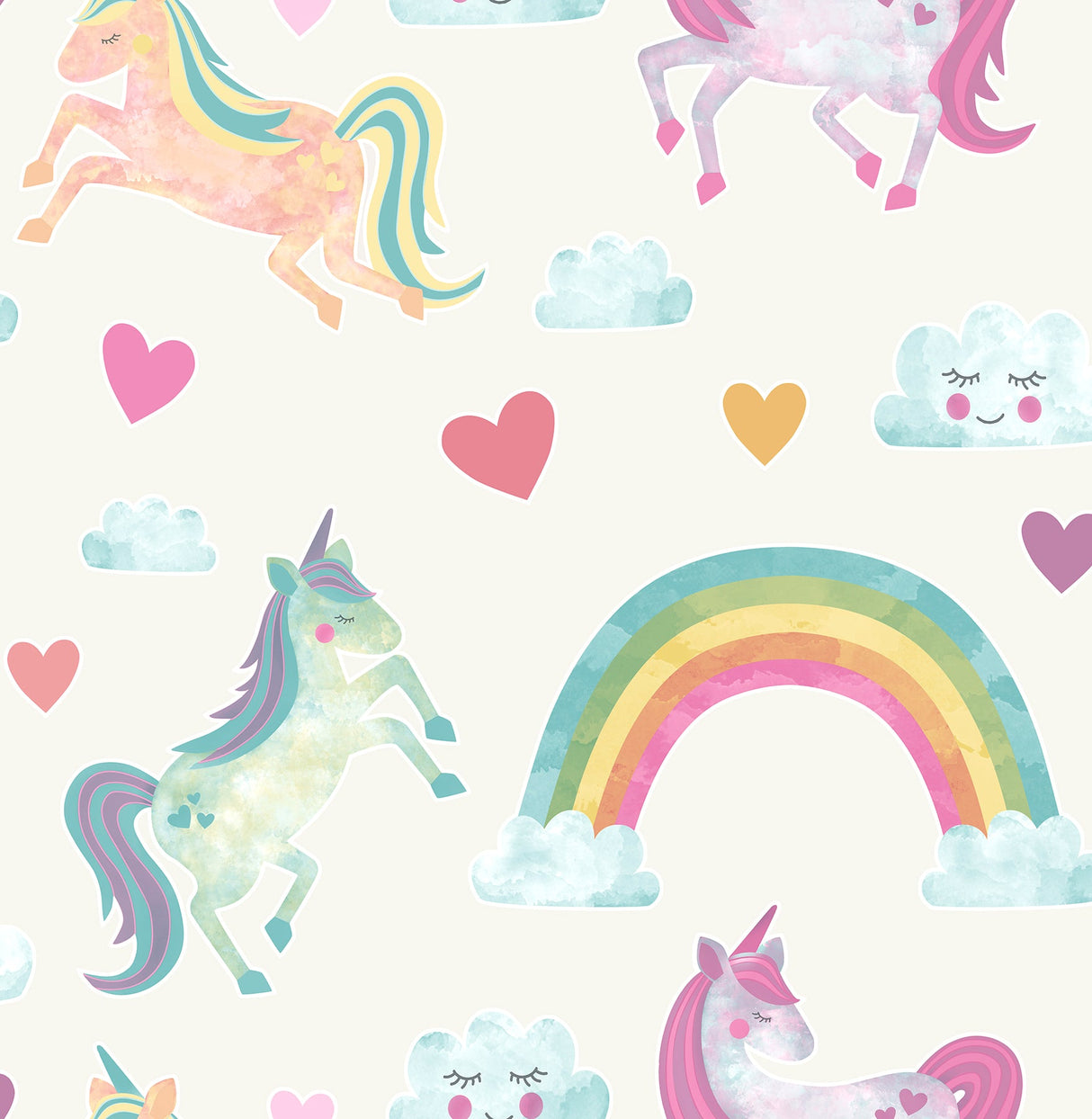 Brewster HN002658 Elora Cream Unicorn Wonderland Wallpaper