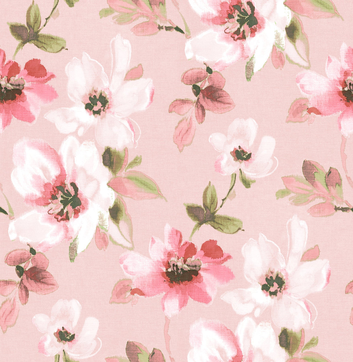 Brewster HN002659 Reign Pink Bouquet Wallpaper