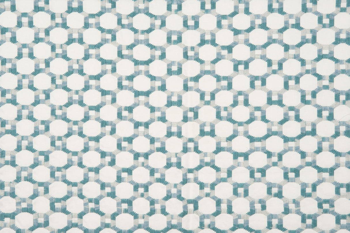 Scalamandre HN 000642014 AQUA ISLAND TRELLIS Fabric - Eade's Wallpaper