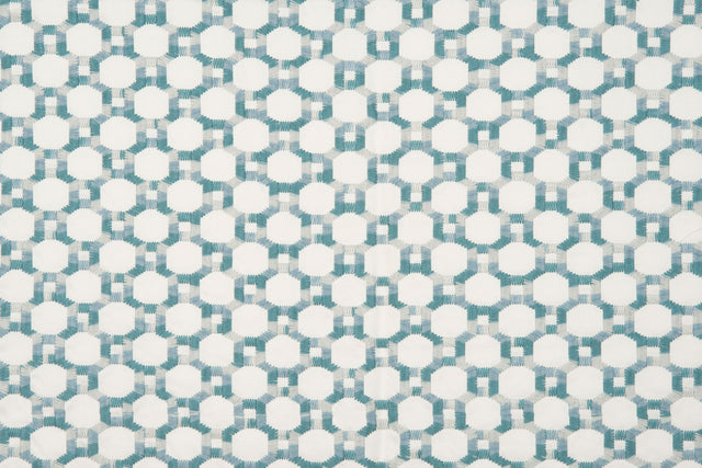 Scalamandre HN 000642014 AQUA ISLAND TRELLIS Fabric - Eade's Wallpaper