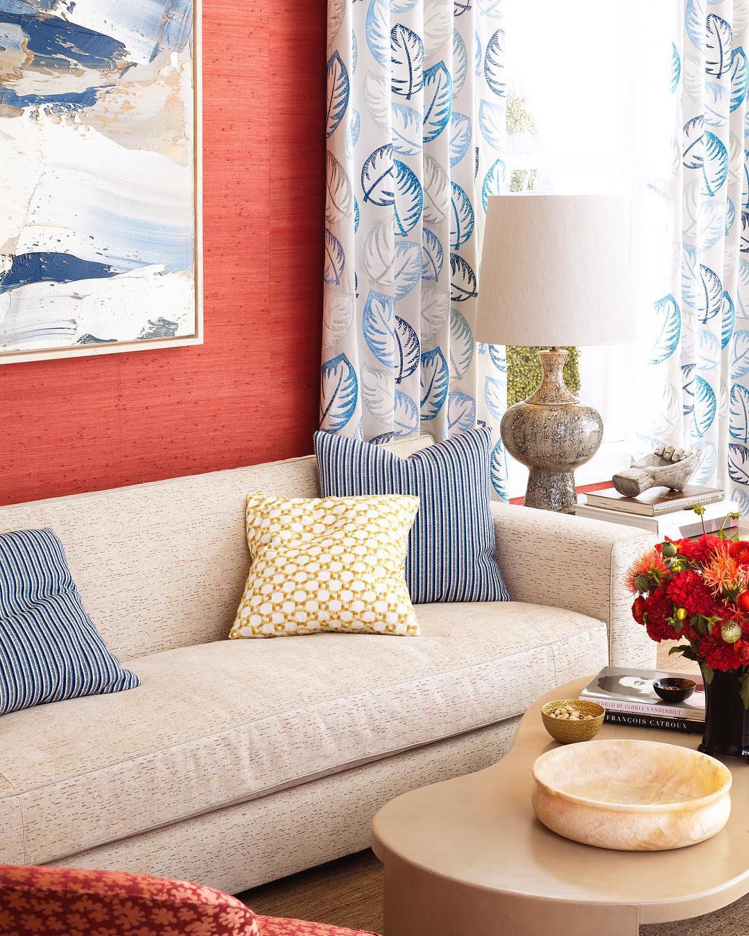 Scalamandre HN 000642019 BLUE PALMER Fabric - Eade's Wallpaper