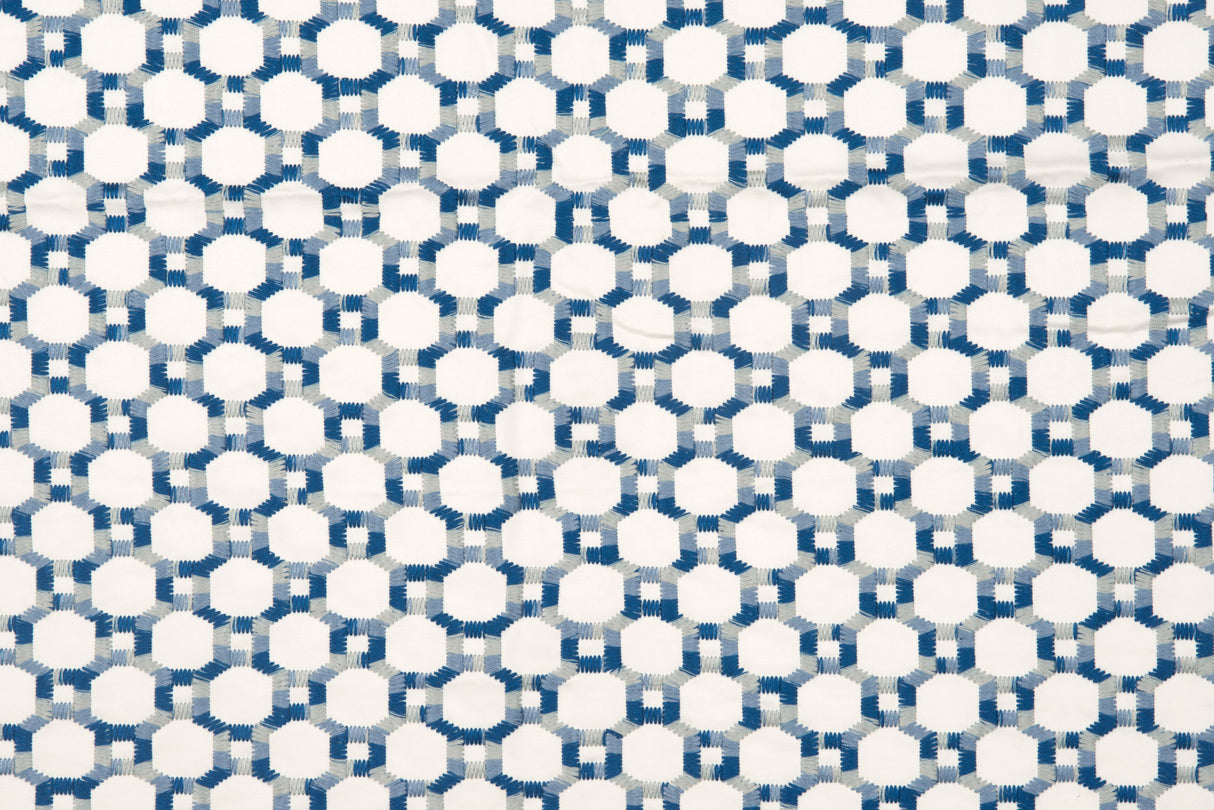 Scalamandre HN 000742014 BLUE ISLAND TRELLIS Fabric - Eade's Wallpaper