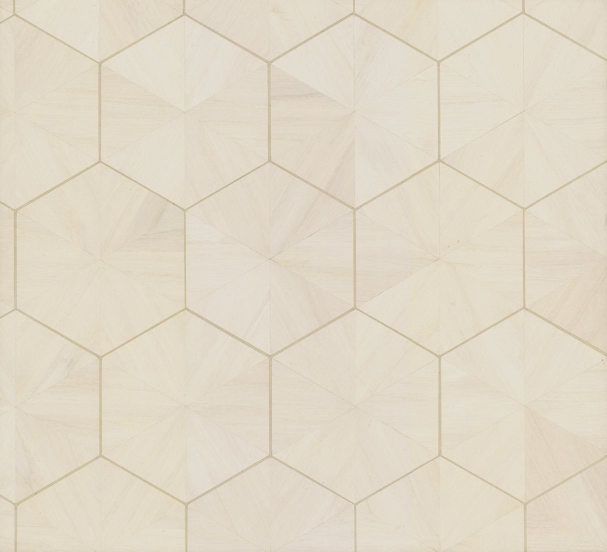 York HO2101 Hexagram Wood Veneer Off White Wallpaper