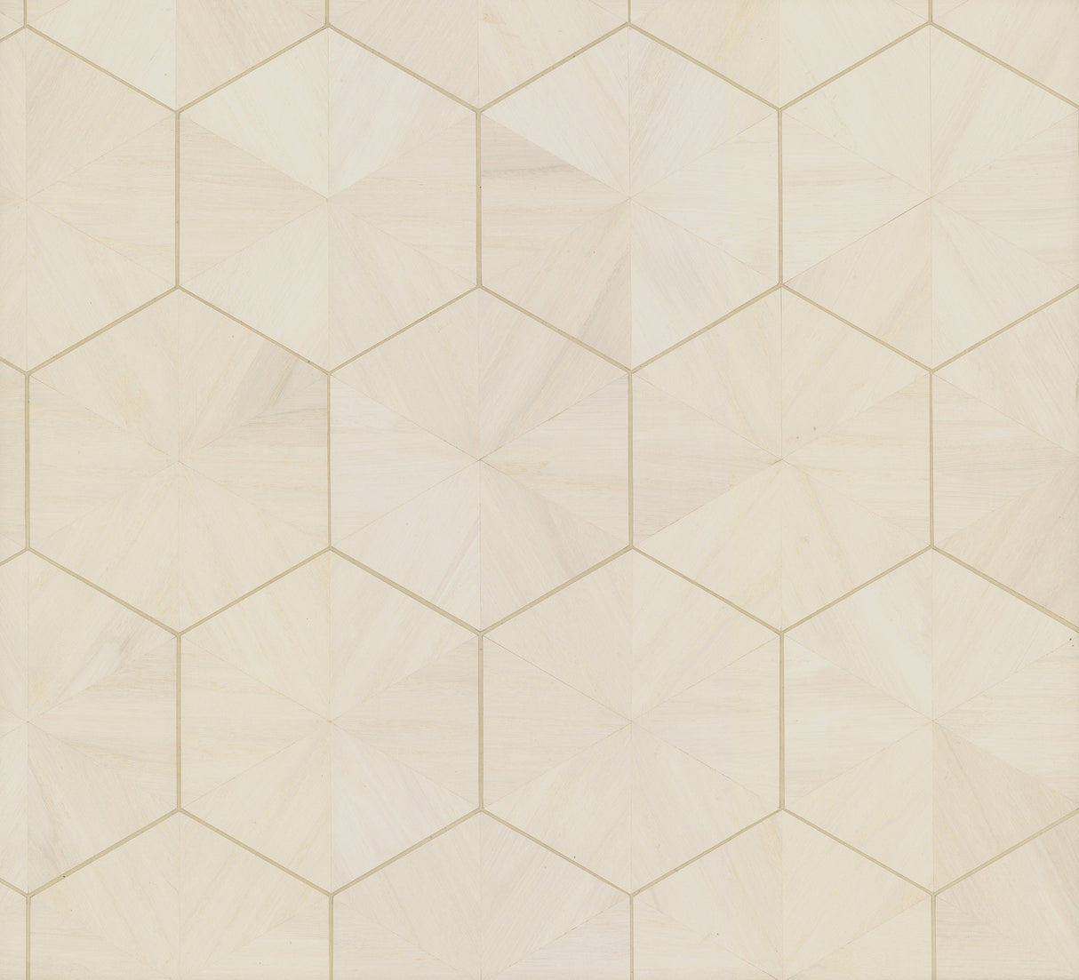 York HO2101GV Hexagram Wood Veneer Ivory Wallpaper