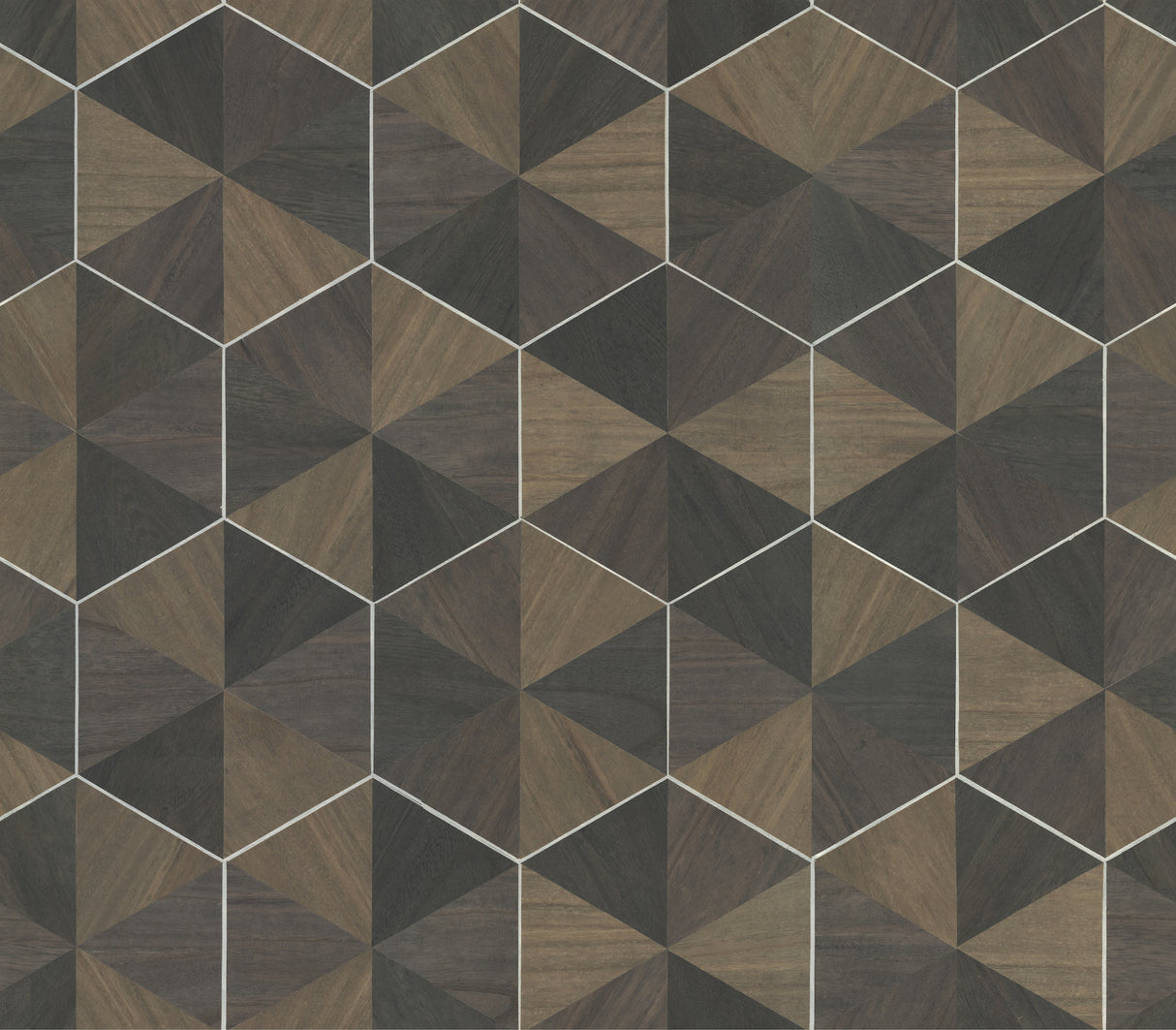 York HO2103GV Hexagram Wood Veneer Smoke Wallpaper