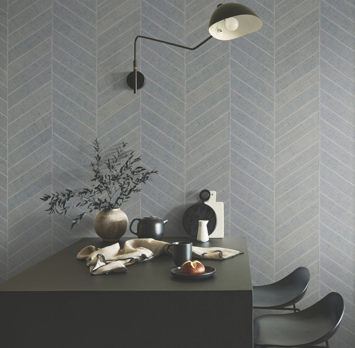York HO2106GV Atelier Herringbone Lagoon Wallpaper